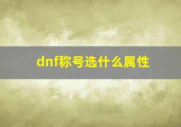 dnf称号选什么属性