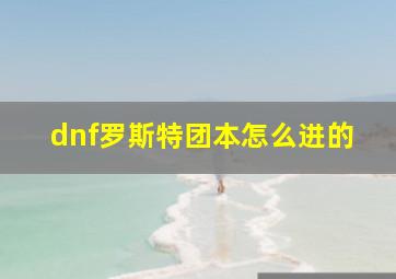 dnf罗斯特团本怎么进的