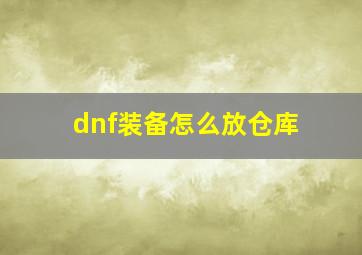 dnf装备怎么放仓库