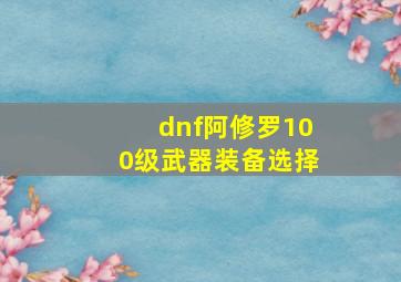 dnf阿修罗100级武器装备选择