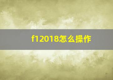 f12018怎么操作