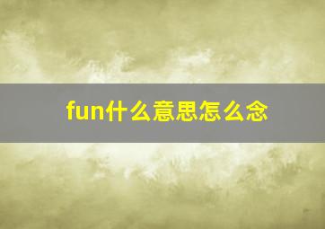 fun什么意思怎么念