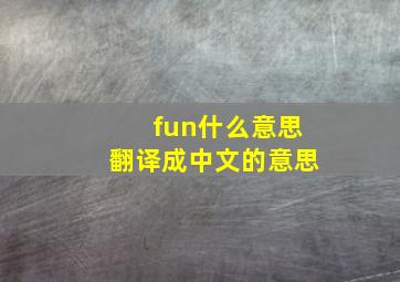 fun什么意思翻译成中文的意思