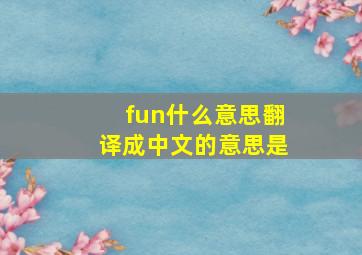 fun什么意思翻译成中文的意思是