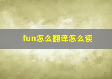 fun怎么翻译怎么读