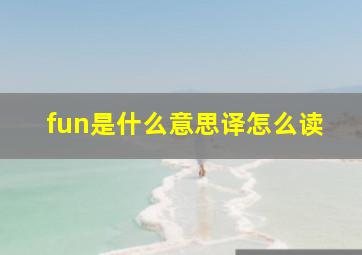 fun是什么意思译怎么读