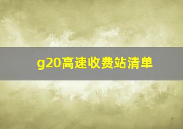 g20高速收费站清单