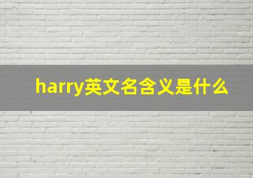 harry英文名含义是什么