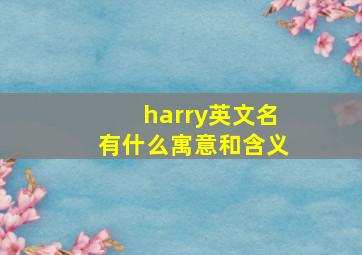 harry英文名有什么寓意和含义