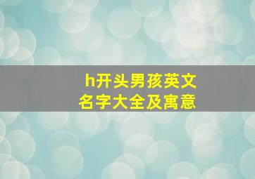 h开头男孩英文名字大全及寓意