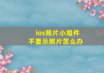 ios照片小组件不显示照片怎么办