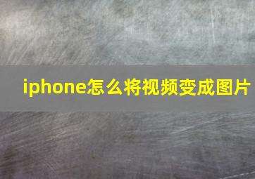 iphone怎么将视频变成图片