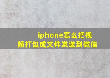 iphone怎么把视频打包成文件发送到微信