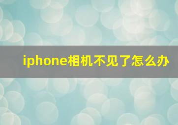 iphone相机不见了怎么办