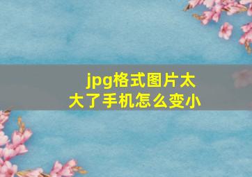 jpg格式图片太大了手机怎么变小