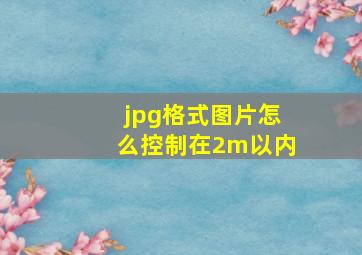 jpg格式图片怎么控制在2m以内