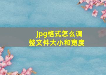 jpg格式怎么调整文件大小和宽度