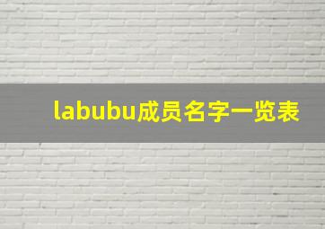 labubu成员名字一览表