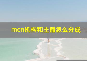 mcn机构和主播怎么分成