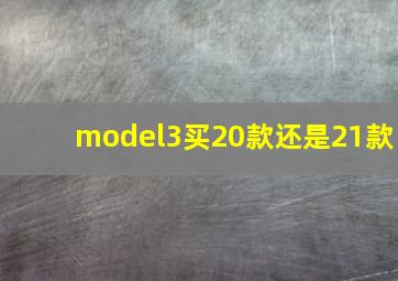 model3买20款还是21款