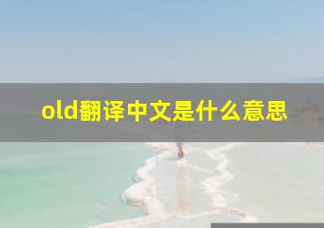 old翻译中文是什么意思