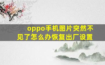 oppo手机图片突然不见了怎么办恢复出厂设置