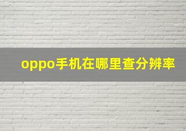 oppo手机在哪里查分辨率