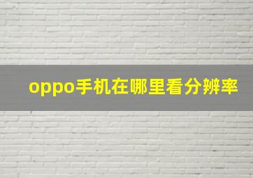 oppo手机在哪里看分辨率