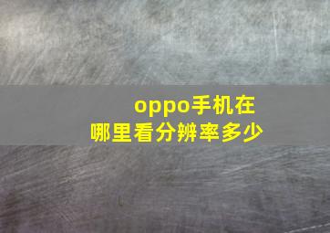 oppo手机在哪里看分辨率多少