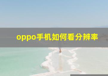 oppo手机如何看分辨率