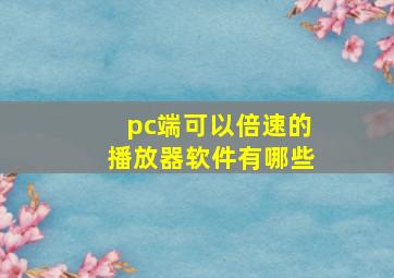 pc端可以倍速的播放器软件有哪些