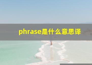 phrase是什么意思译