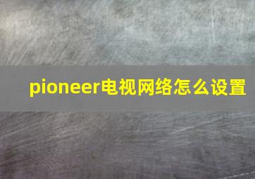 pioneer电视网络怎么设置