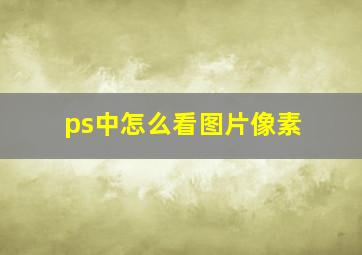 ps中怎么看图片像素