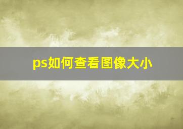 ps如何查看图像大小