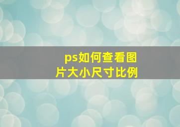 ps如何查看图片大小尺寸比例