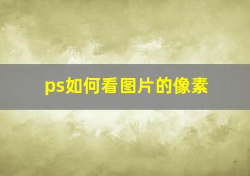 ps如何看图片的像素