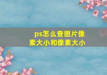 ps怎么查图片像素大小和像素大小