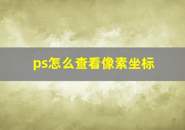 ps怎么查看像素坐标