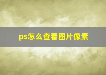 ps怎么查看图片像素