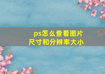 ps怎么查看图片尺寸和分辨率大小