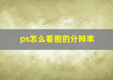 ps怎么看图的分辨率