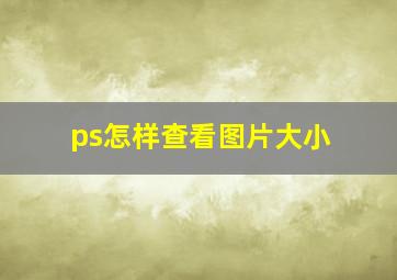 ps怎样查看图片大小