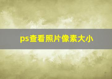 ps查看照片像素大小