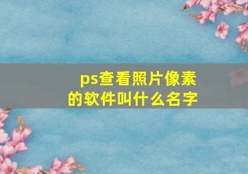 ps查看照片像素的软件叫什么名字