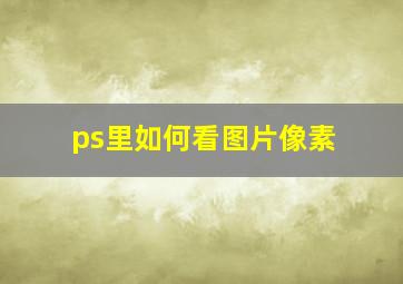 ps里如何看图片像素