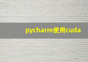 pycharm使用cuda