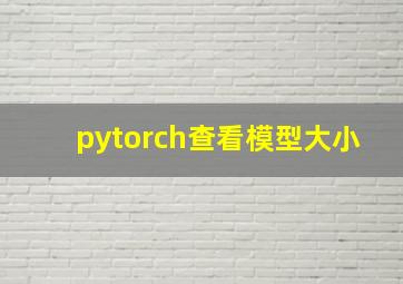 pytorch查看模型大小