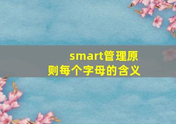 smart管理原则每个字母的含义