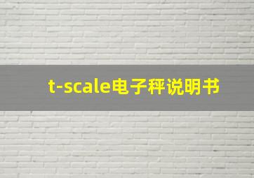 t-scale电子秤说明书